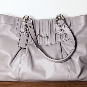 Coach F19425 Ashley Gray Leather Ruched Shoulder Bag
